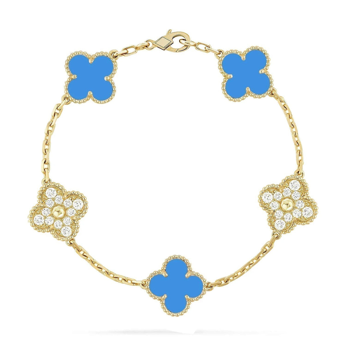 [Lumi Jewellery] CLOVER 5 MOTIF BLUE AGATE BRACELET COLLECTION