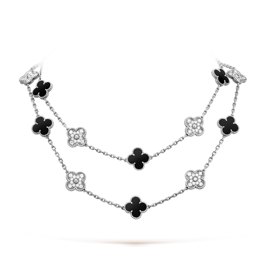 [Lumi Jewellery]CLOVER 20 MOTIFS ONYX DIAMOND SILVER