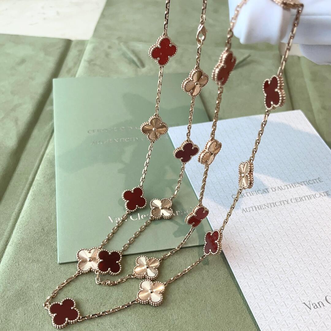 [Lumi Jewellery]CLOVER 20 MOTIFS LASER CARNELIAN NECKLACE