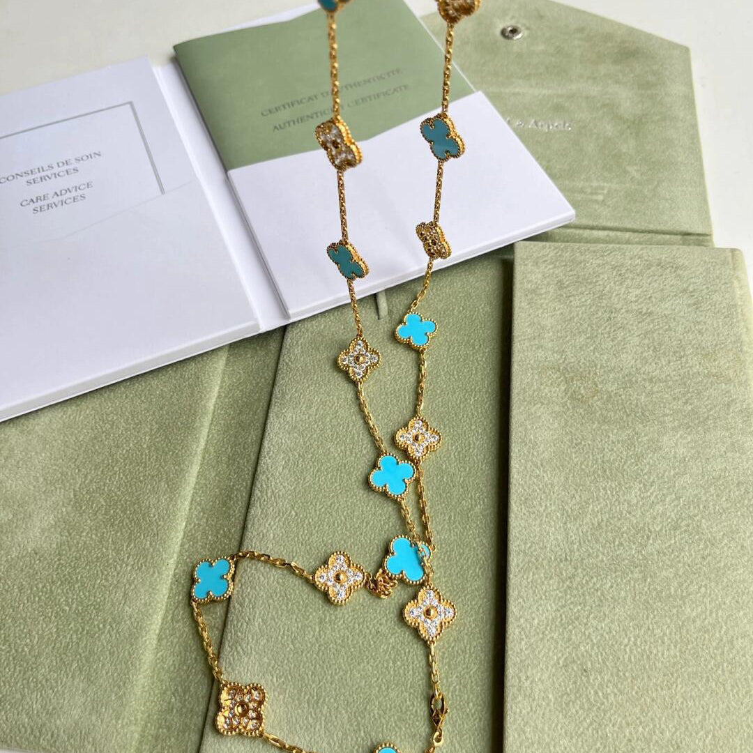[Lumi Jewellery]CLOVER 20 MOTIFS TURQUOISE DIAMOND NECKLACE