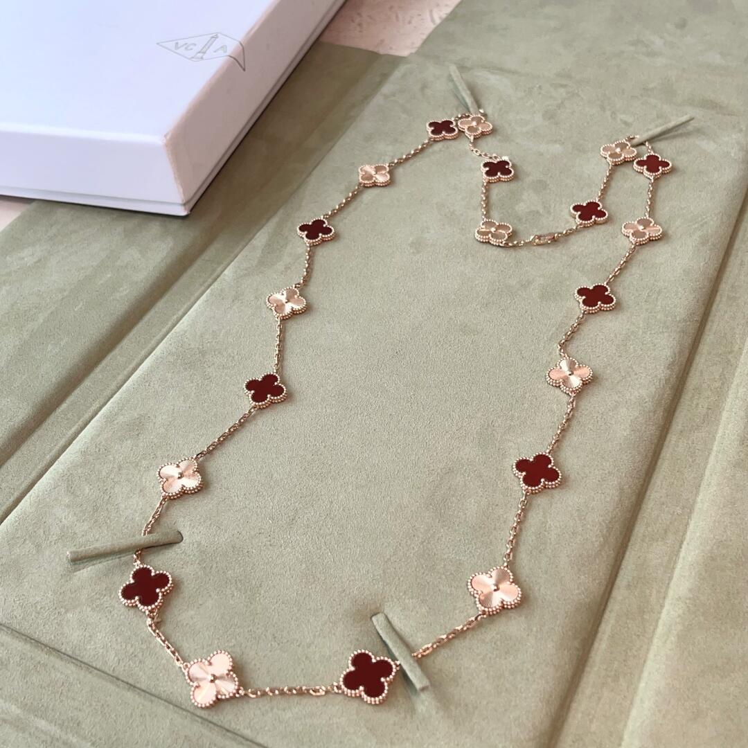 [Lumi Jewellery]CLOVER 20 MOTIFS LASER CARNELIAN NECKLACE