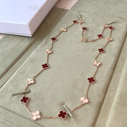 [Lumi Jewellery]CLOVER 20 MOTIFS LASER CARNELIAN NECKLACE