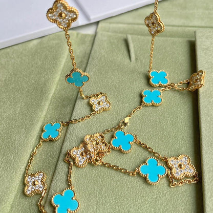 [Lumi Jewellery]CLOVER 20 MOTIFS TURQUOISE DIAMOND NECKLACE