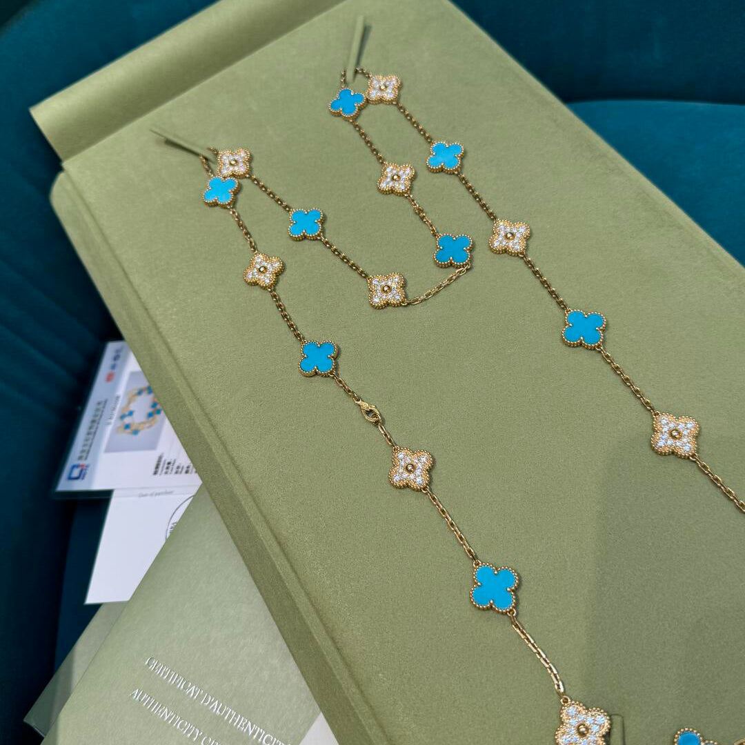 [Lumi Jewellery]CLOVER 20 MOTIFS TURQUOISE DIAMOND NECKLACE