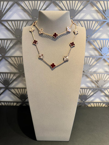 [Lumi Jewellery]CLOVER 20 MOTIFS LASER CARNELIAN NECKLACE