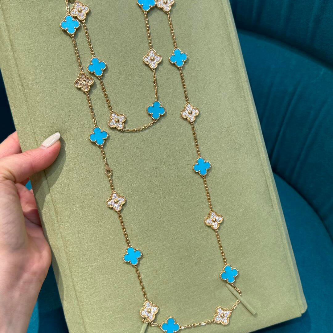 [Lumi Jewellery]CLOVER 20 MOTIFS TURQUOISE DIAMOND NECKLACE