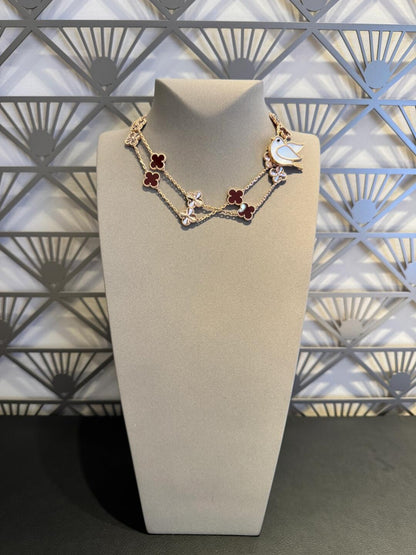 [Lumi Jewellery]CLOVER 20 MOTIFS LASER CARNELIAN NECKLACE