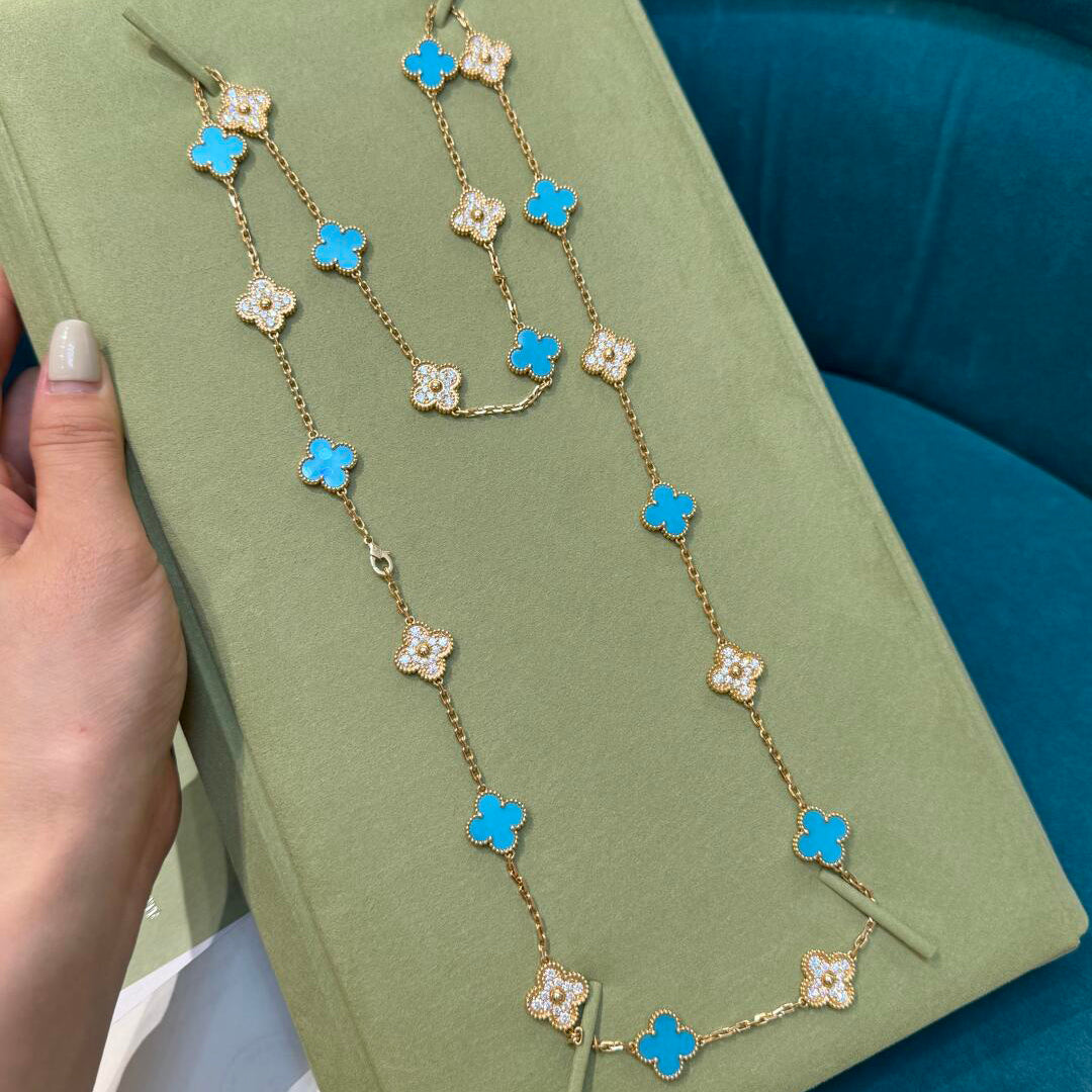 [Lumi Jewellery]CLOVER 20 MOTIFS TURQUOISE DIAMOND NECKLACE