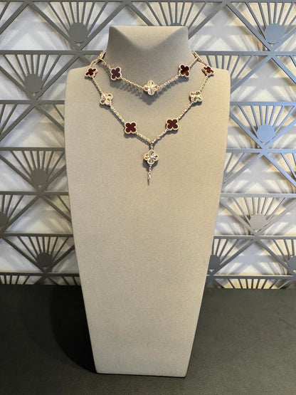[Lumi Jewellery]CLOVER 20 MOTIFS LASER CARNELIAN NECKLACE