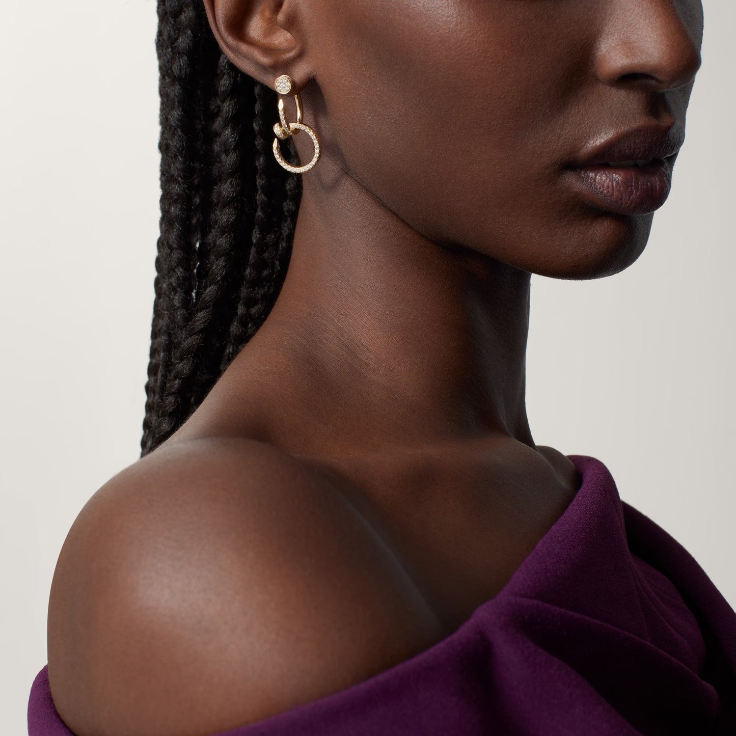 [Lumi Jewelery]JUSTE FULL DIAMOND DOUBLE EARRINGS