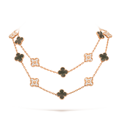 [Lumi Jewellery]CLOVER 20 MOTIFS DARK MOP DIAMOND  NECKLACE
