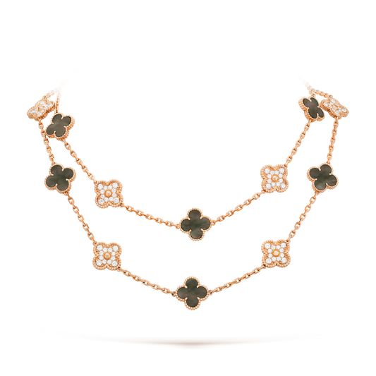 [Lumi Jewellery]CLOVER 20 MOTIFS DARK MOP DIAMOND  NECKLACE