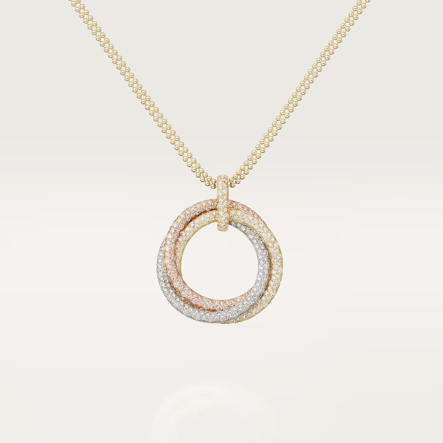 [Lumi Jewelery]TRINITY LARGE FULL DIAMOND  NECKLACE