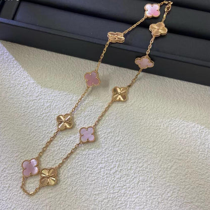 [Lumi Jewellery]CLOVER 10 MOTIFS  LASER PINK MOP NECKLACE