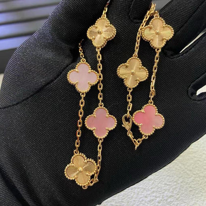 [Lumi Jewellery]CLOVER 10 MOTIFS  LASER PINK MOP NECKLACE