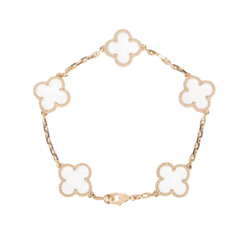 [Lumi Jewellery]CLOVER 5 MOTIF ROCK CRYSTAL BRACELET
