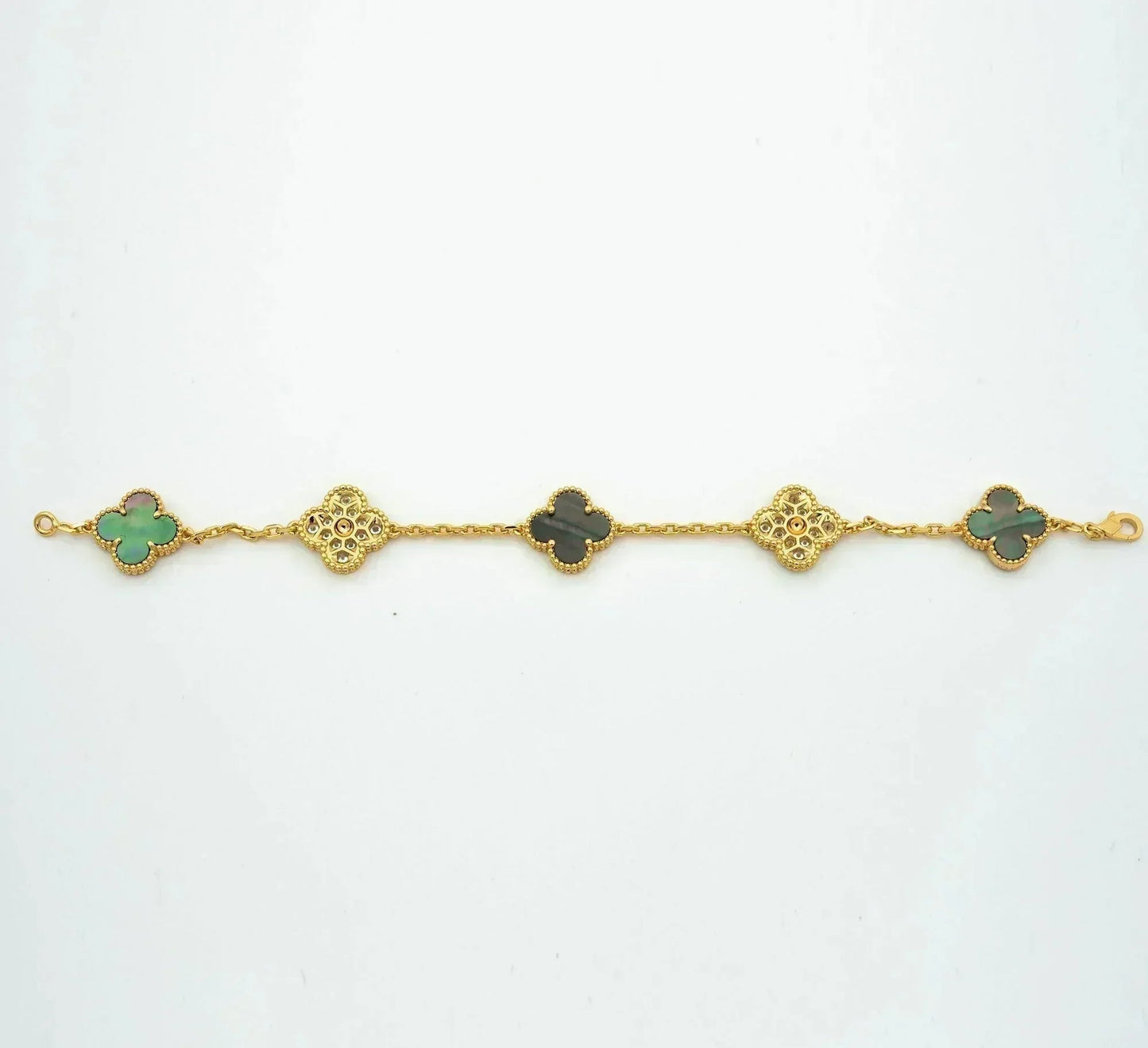 [Lumi Jewellery] CLOVER 5 MOTIF GRAY MOP BRACELET COLLECTION