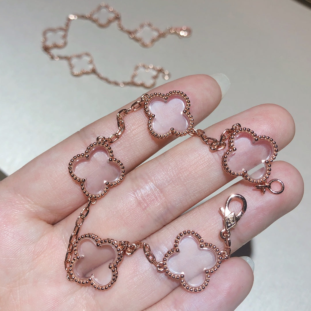 [Lumi Jewellery]CLOVER 5 MOTIF ROCK CRYSTAL BRACELET