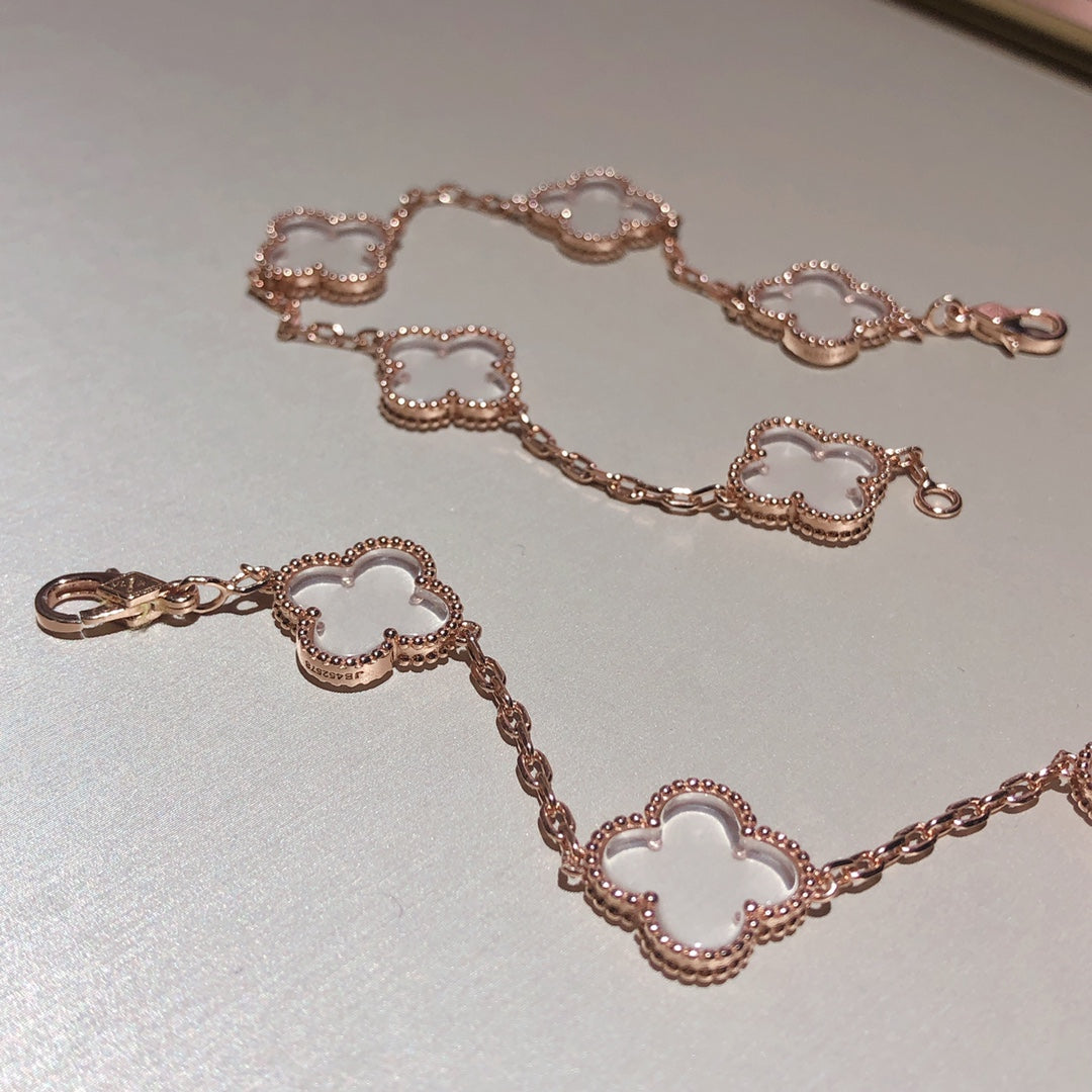 [Lumi Jewellery]CLOVER 5 MOTIF ROCK CRYSTAL BRACELET