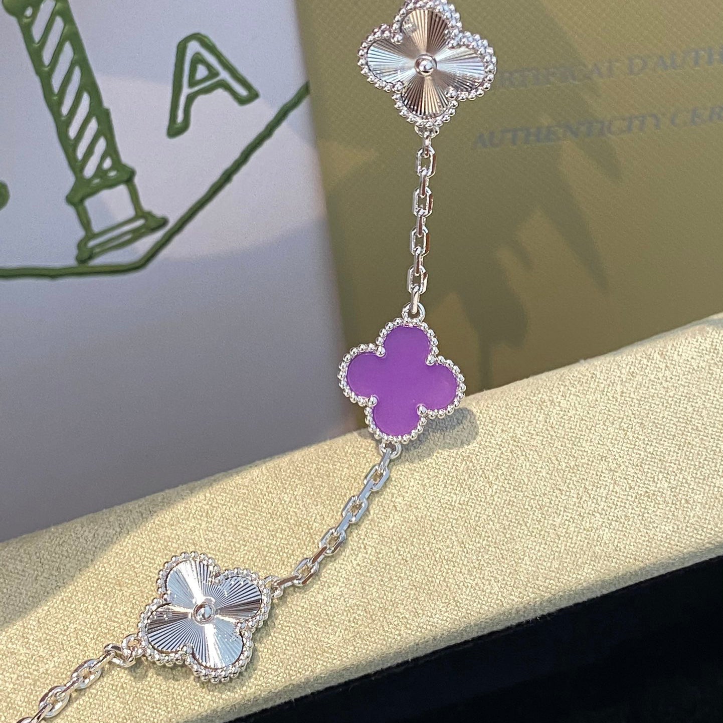 [Lumi Jewellery]CLOVER  5 MOTIFS  PURPLE VIOLET BRACELET SILVER