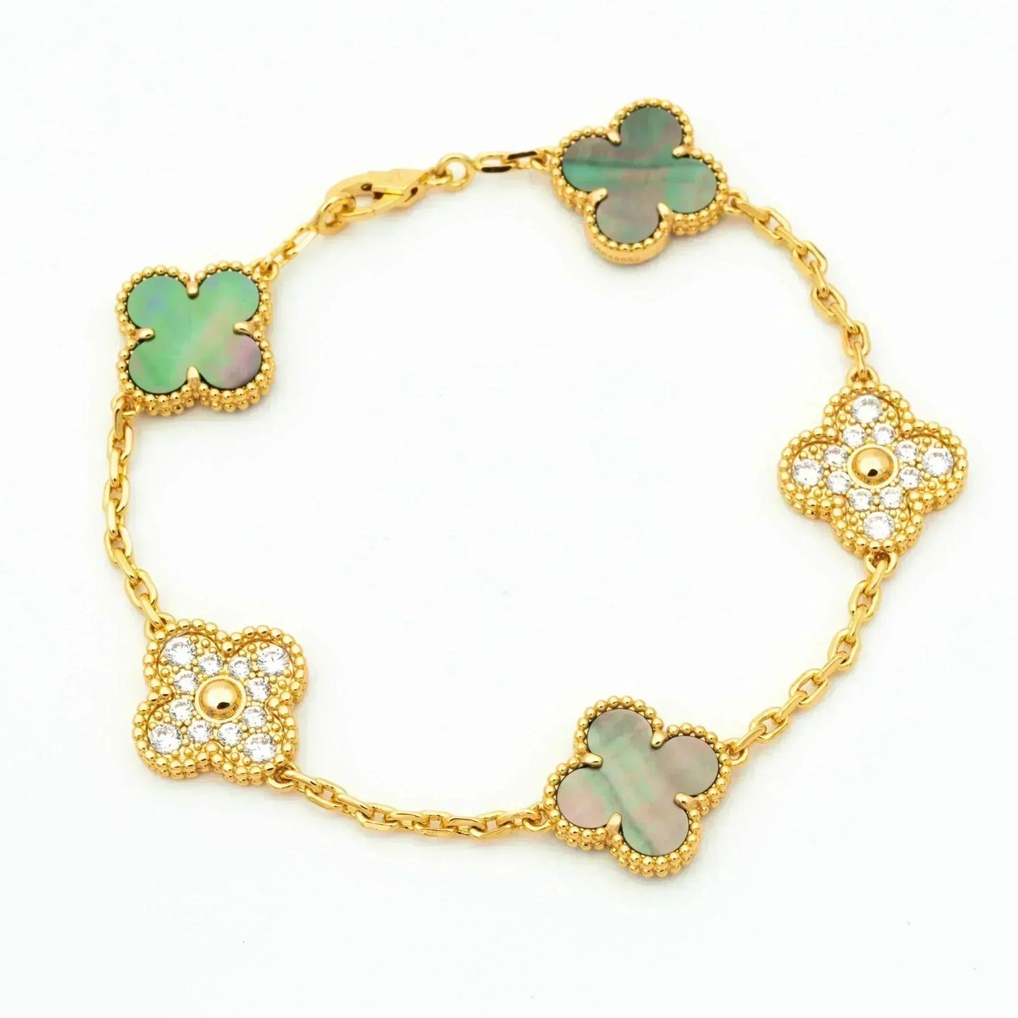 [Lumi Jewellery] CLOVER 5 MOTIF GRAY MOP BRACELET COLLECTION