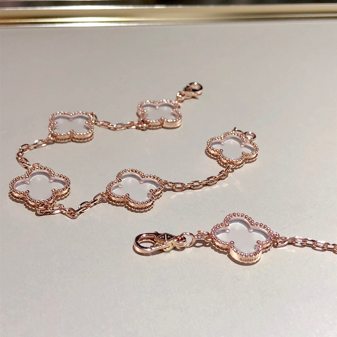 [Lumi Jewellery]CLOVER 5 MOTIF ROCK CRYSTAL BRACELET
