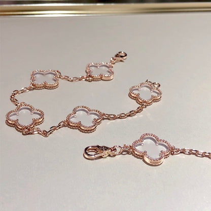 [Lumi Jewellery]CLOVER 5 MOTIF ROCK CRYSTAL BRACELET