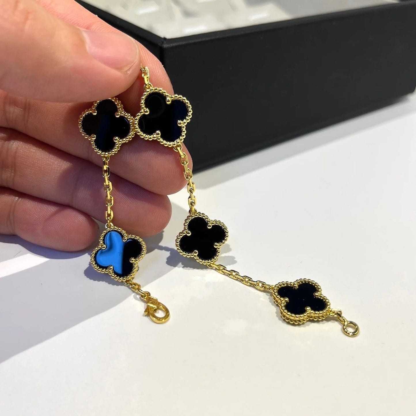 [Lumi Jewellery] CLOVER 5 MOTIF ONYXS BRACELET COLLECTION