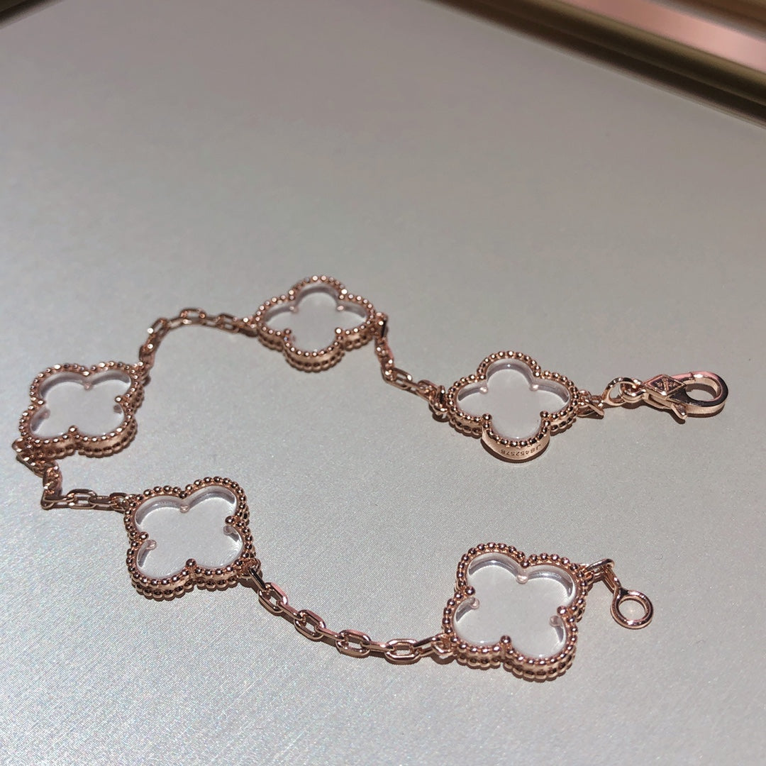 [Lumi Jewellery]CLOVER 5 MOTIF ROCK CRYSTAL BRACELET
