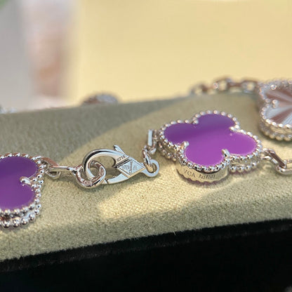 [Lumi Jewellery]CLOVER  5 MOTIFS  PURPLE VIOLET BRACELET SILVER