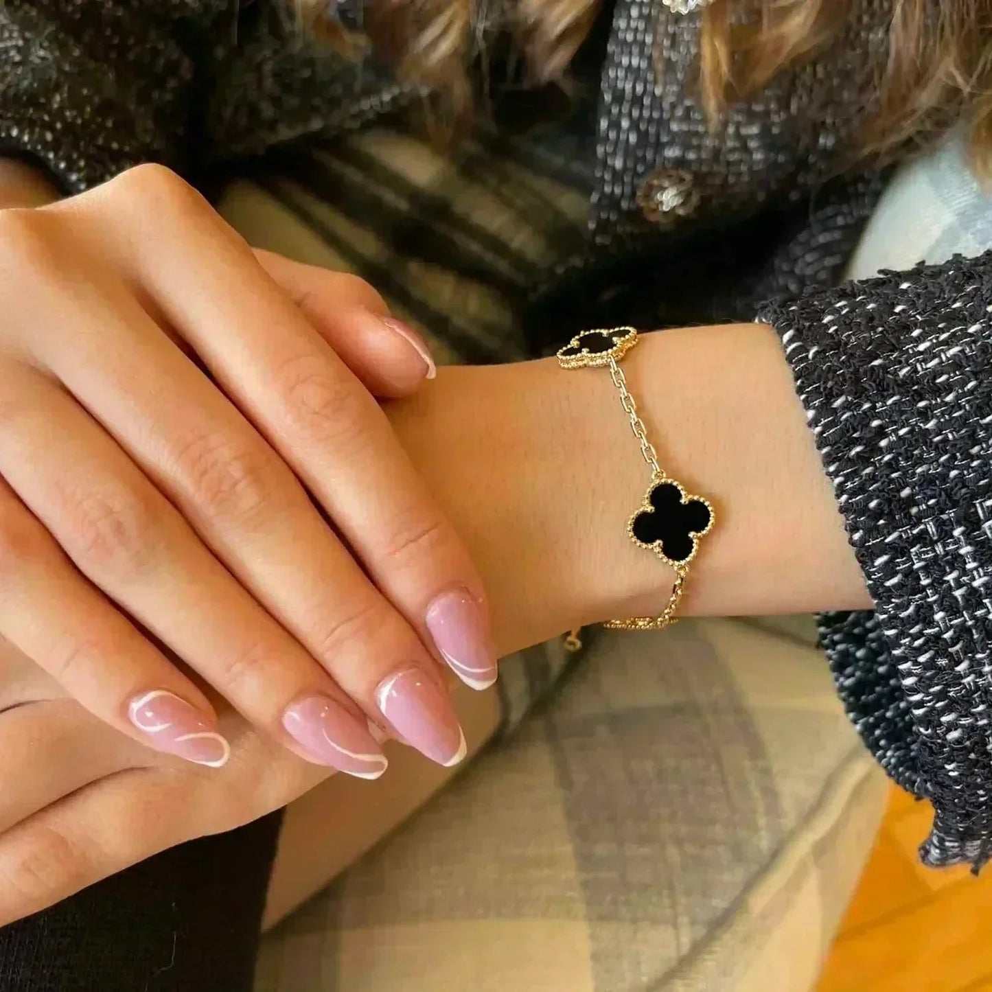 [Lumi Jewellery] CLOVER 5 MOTIF ONYXS BRACELET COLLECTION