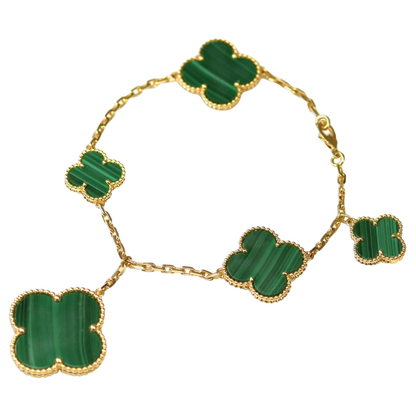 [Lumi Jewellery]MAGIC CLOVER MALACHITE GOLD BRACELET 5 MOTIFS