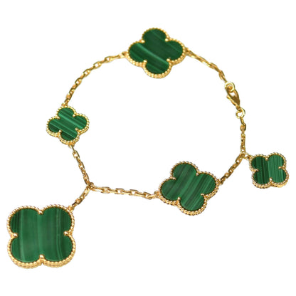 [Lumi Jewellery]MAGIC CLOVER MALACHITE GOLD BRACELET 5 MOTIFS
