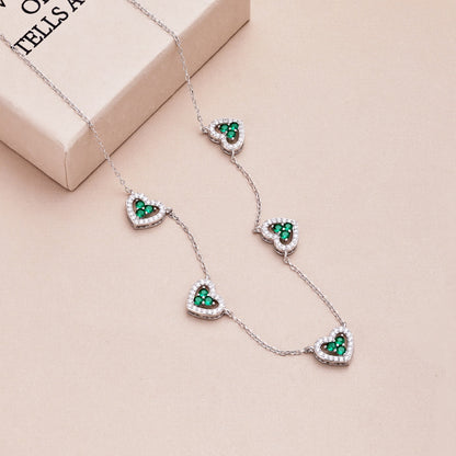 [Lumi Jewellery]Sparkling Five Heart Necklace