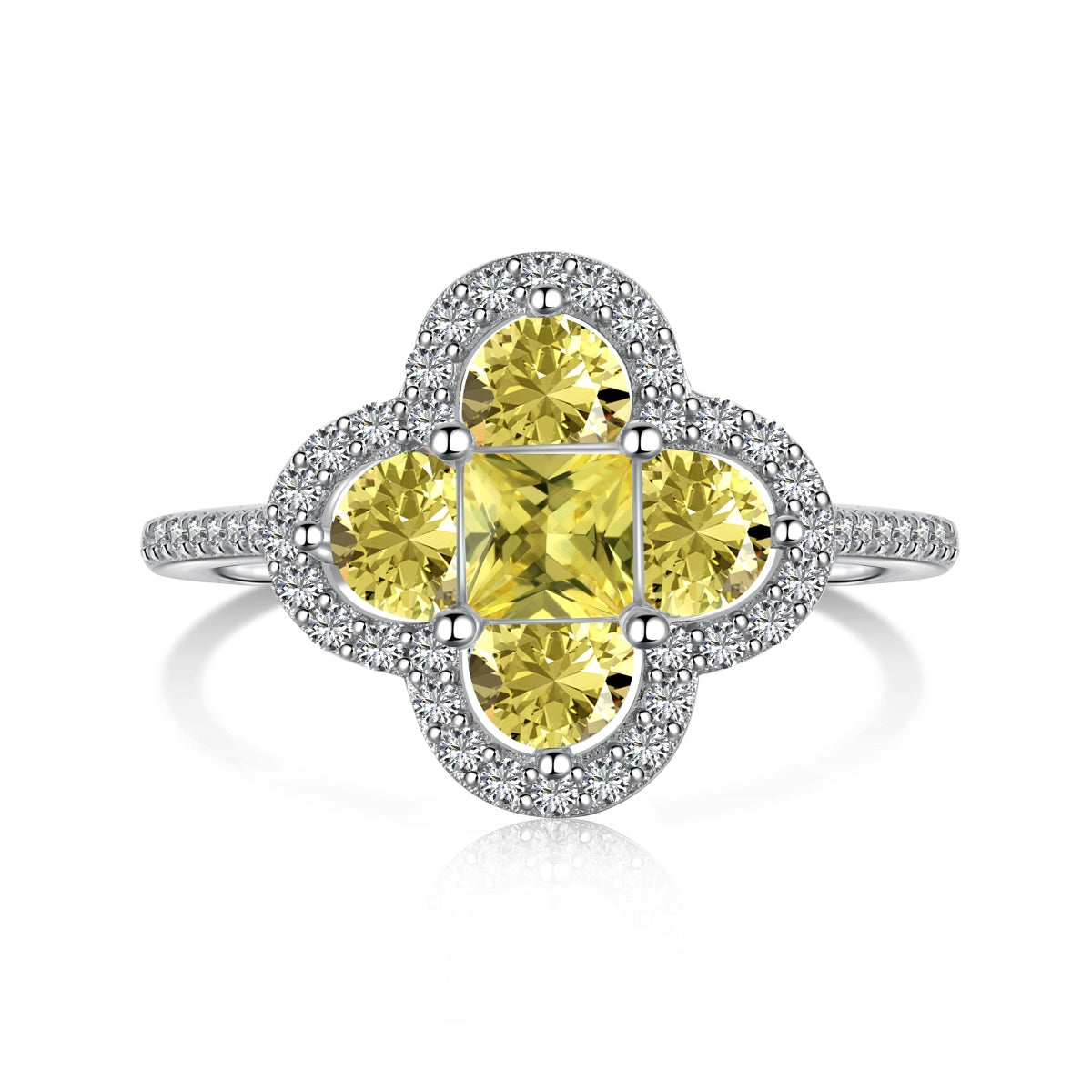 [Lumi Jewellery]Luxurious Eternity Flower Shape Banquet Ring