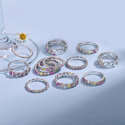 [Lumi Jewellery]Radiant Sparkling Round Cut Daily Ring