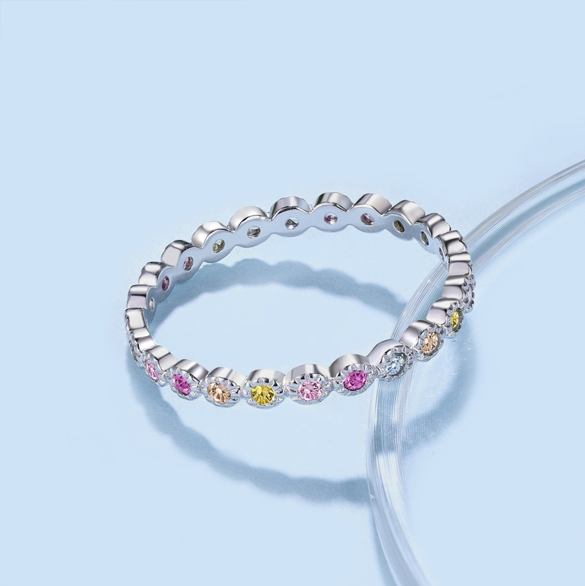 [Lumi Jewellery]Radiant Sparkling Round Cut Daily Ring