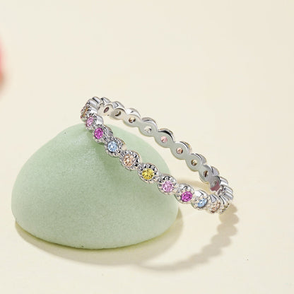 [Lumi Jewellery]Radiant Sparkling Round Cut Daily Ring