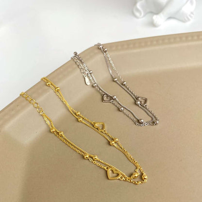 [Lumi Jewellery]Dainty Double Layer Love Heart Bracelet