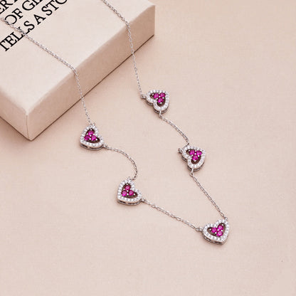 [Lumi Jewellery]Sparkling Five Heart Necklace