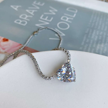 [Lumi Jewellery]8.0 Carat Versatile Colorful Sweet Heart-Shaped Tennis Necklace