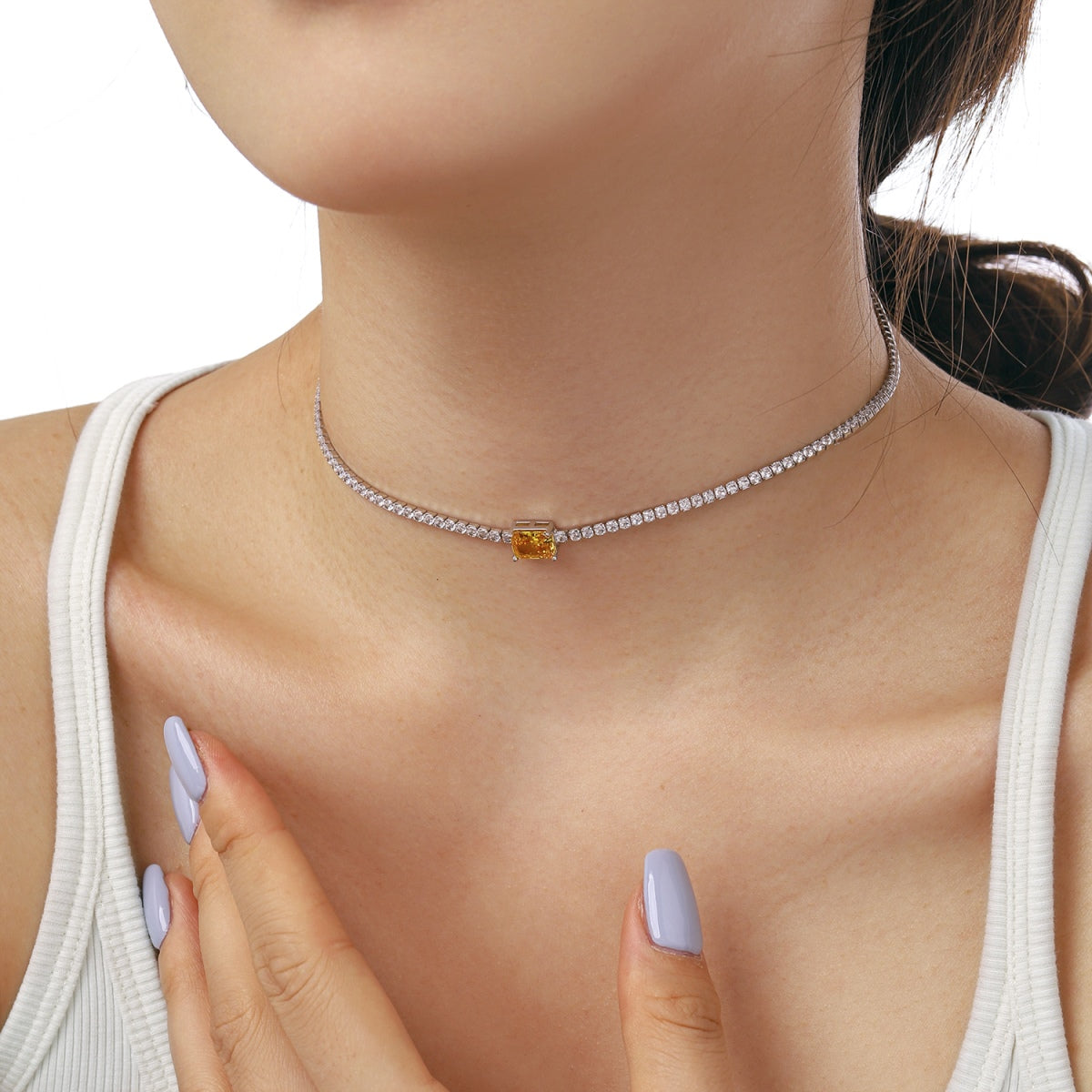 [Lumi Jewellery]2.0 carat Ornate Emerald Cut Necklace