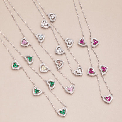 [Lumi Jewellery]Sparkling Five Heart Necklace
