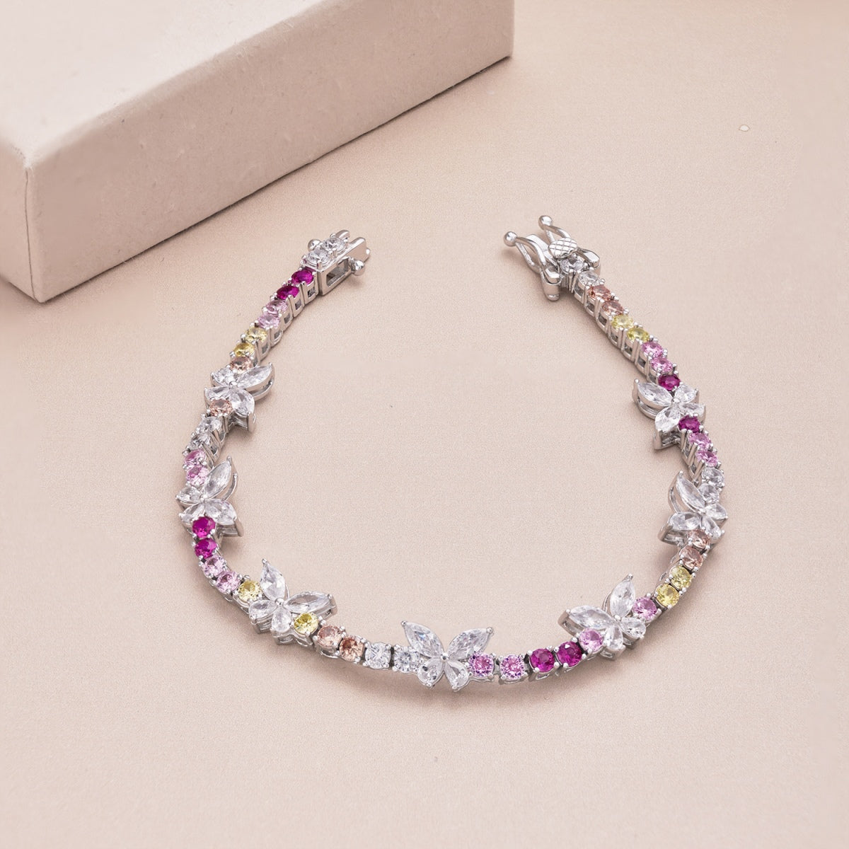 [Lumi Jewellery]Ornate Colorful Butterfly Shape Round Cut Daily Bracelet