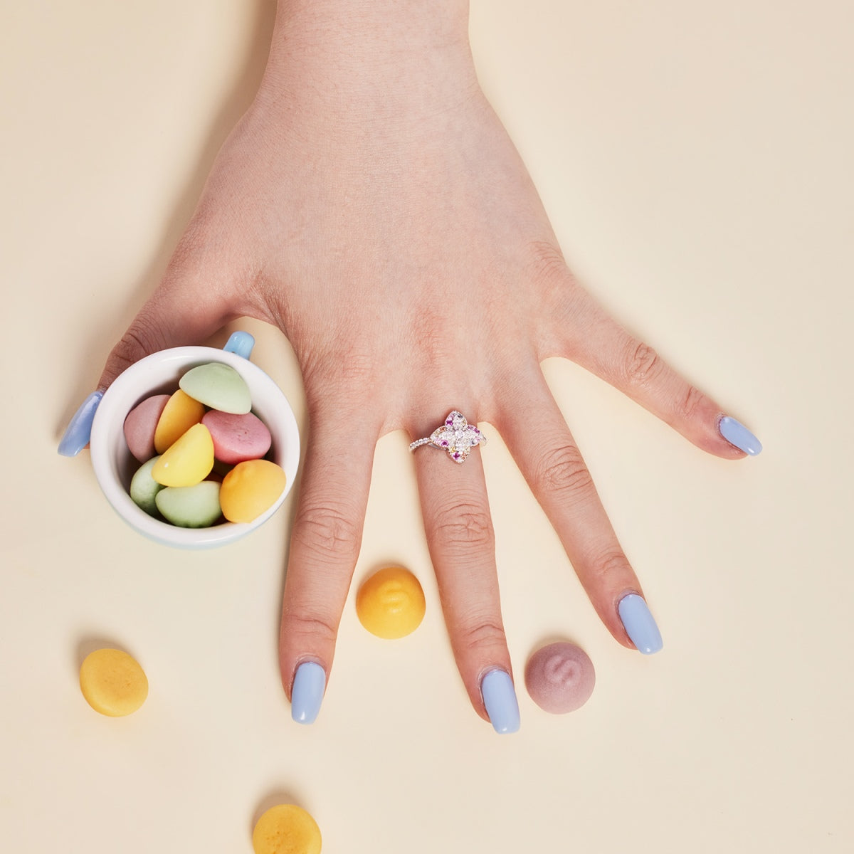 [Lumi Jewellery]Luxurious Colorful Flower Shape Banquet Ring