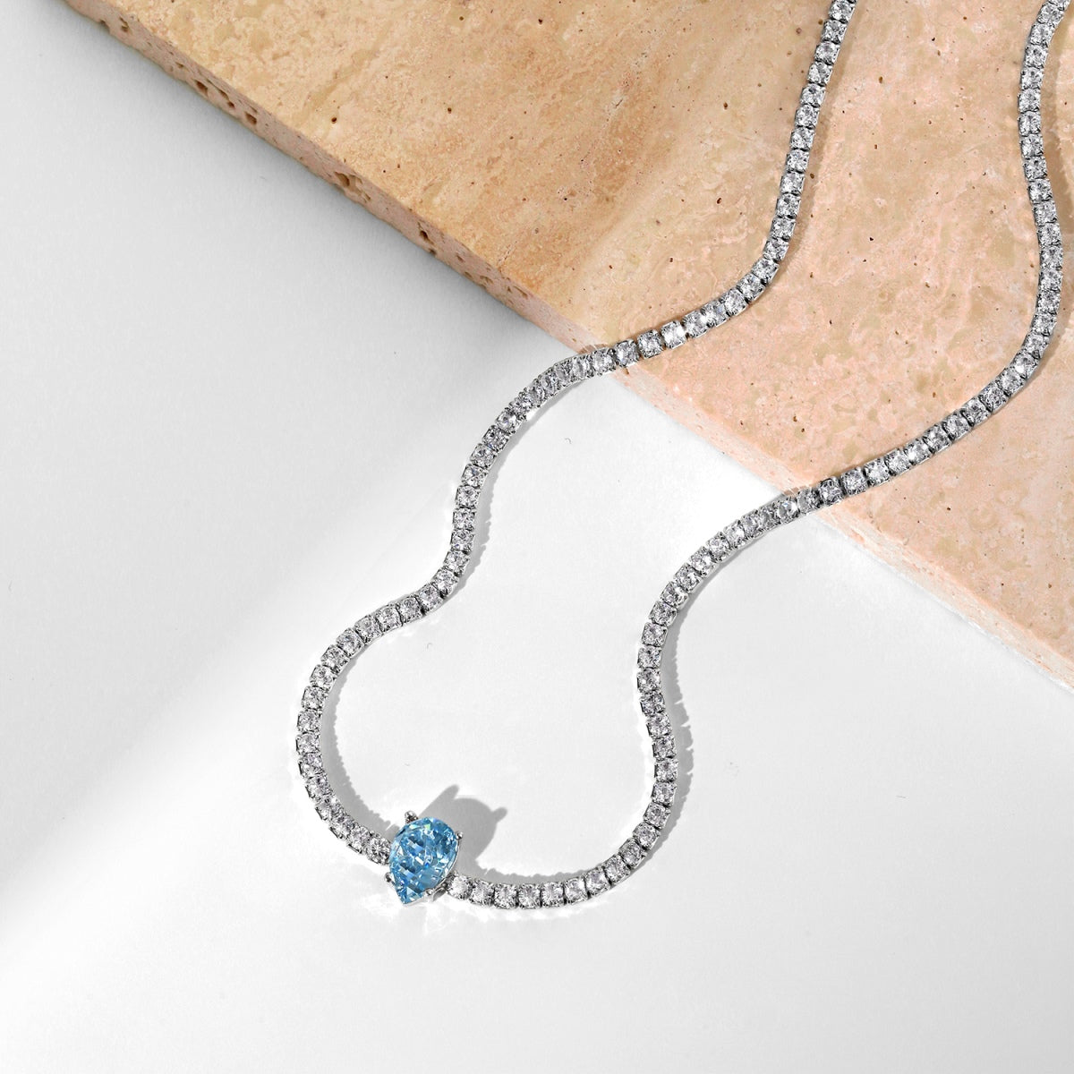 [Lumi Jewellery]1.0 carat Unique Pear Cut Tennis Necklace