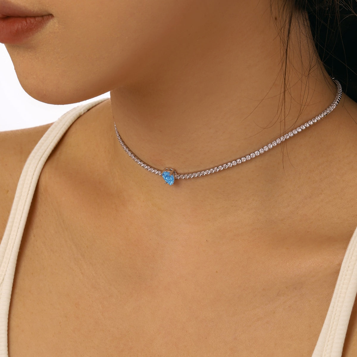 [Lumi Jewellery]1.0 carat Unique Pear Cut Tennis Necklace