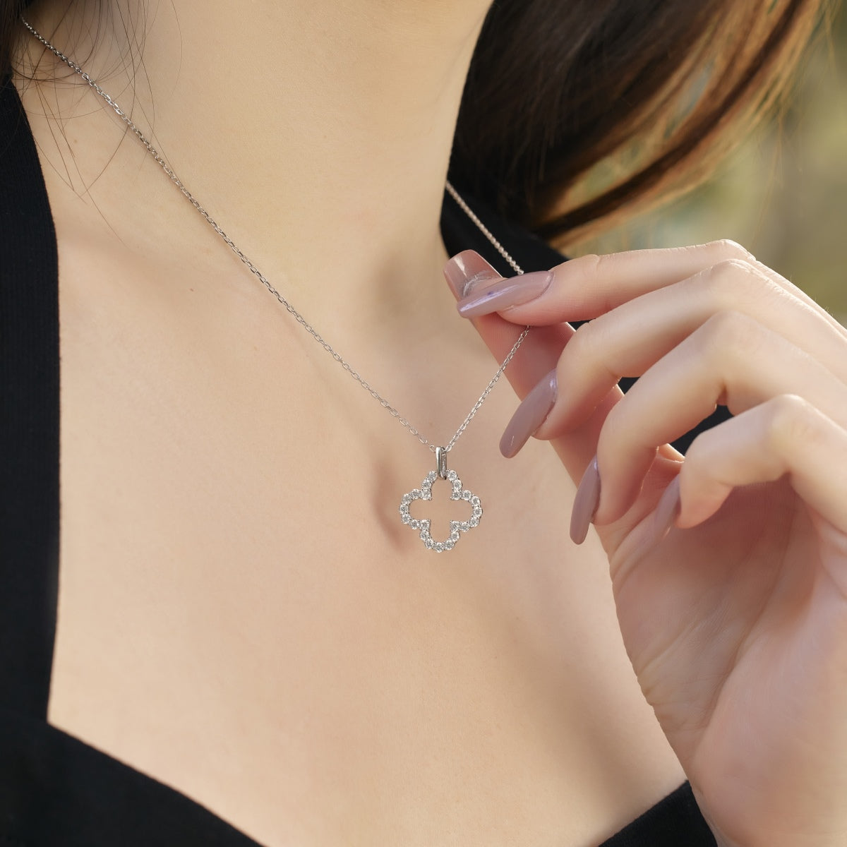 [Lumi Jewellery]Four-Leaf Clover Hollow Design Exquisite Necklace