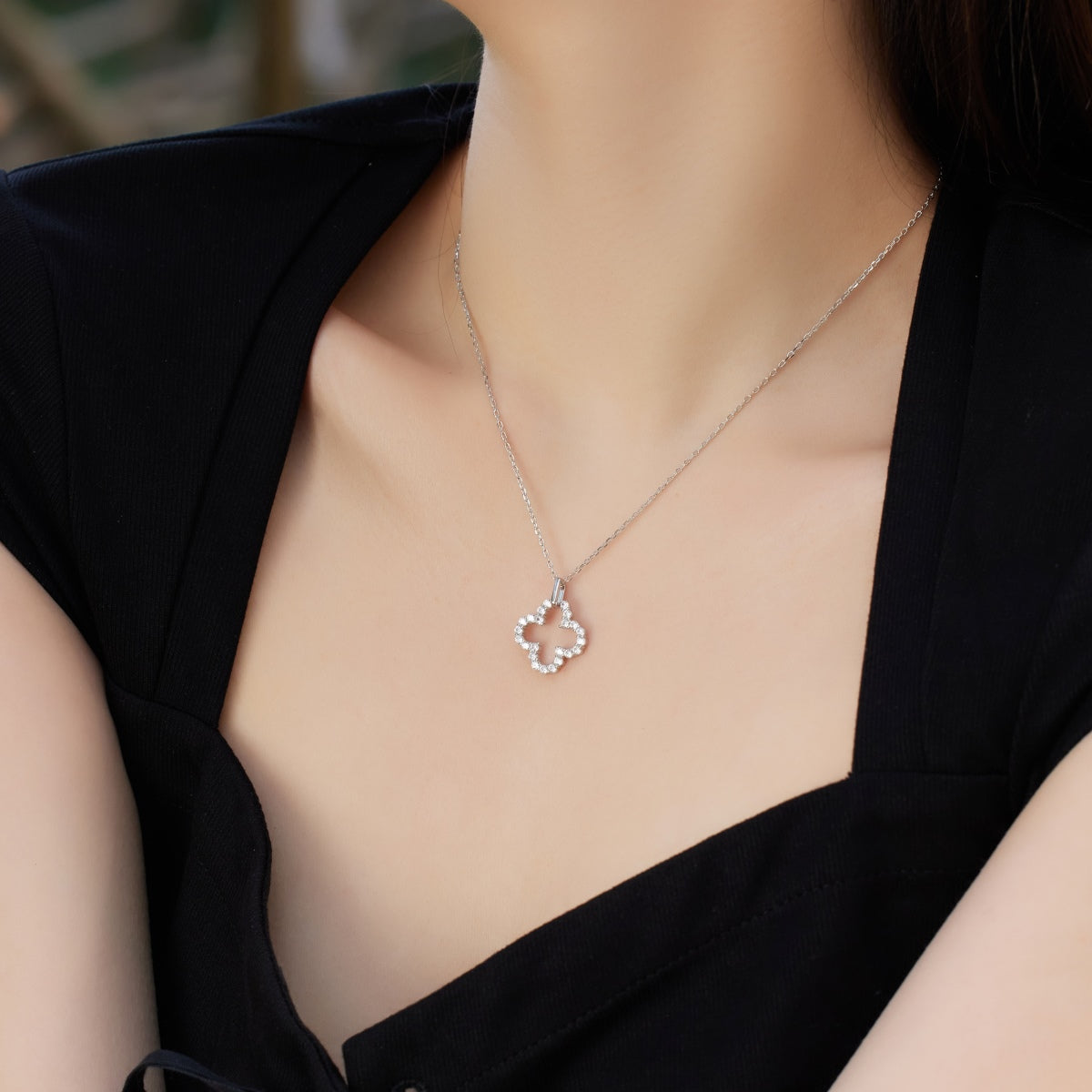 [Lumi Jewellery]Four-Leaf Clover Hollow Design Exquisite Necklace