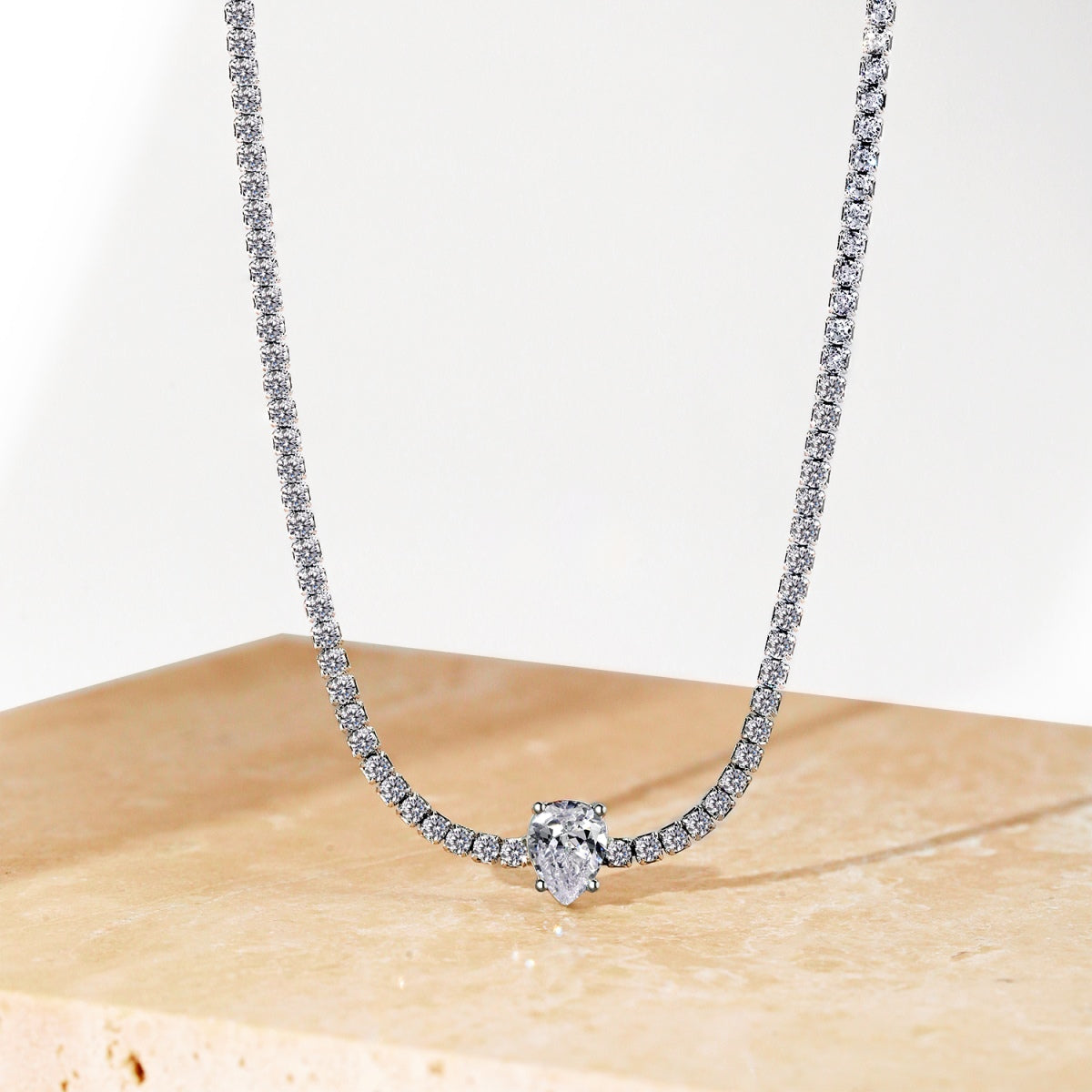 [Lumi Jewellery]1.0 carat Unique Pear Cut Tennis Necklace